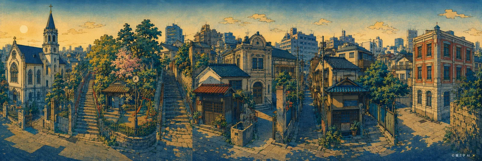 男坂のイラスト
